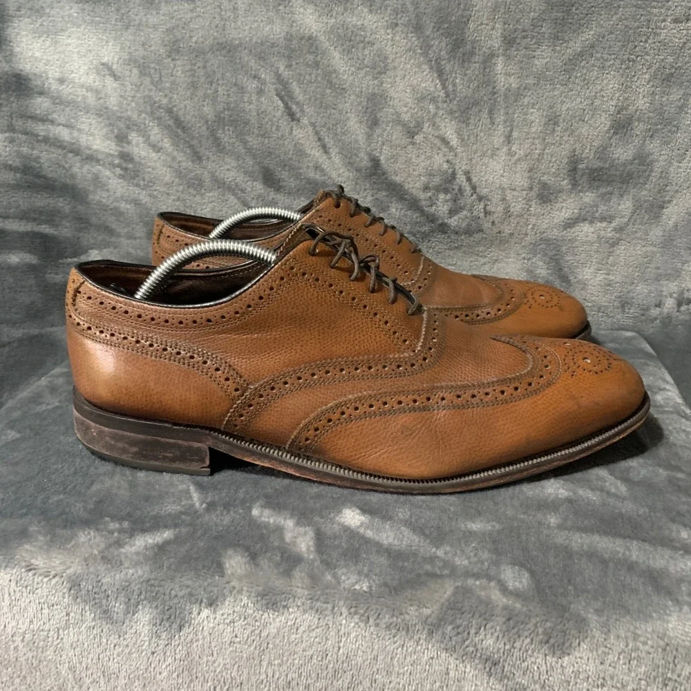 Florsheim Lexington Oxford Mens 12 Wingtip Cognac Brown Pebbled Leather 17066